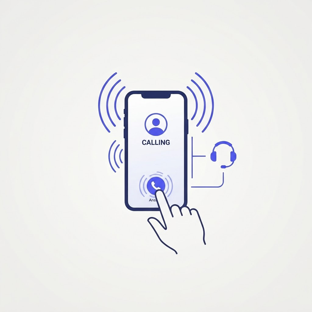 A phone ringing and being answered instantly by the AI assistant