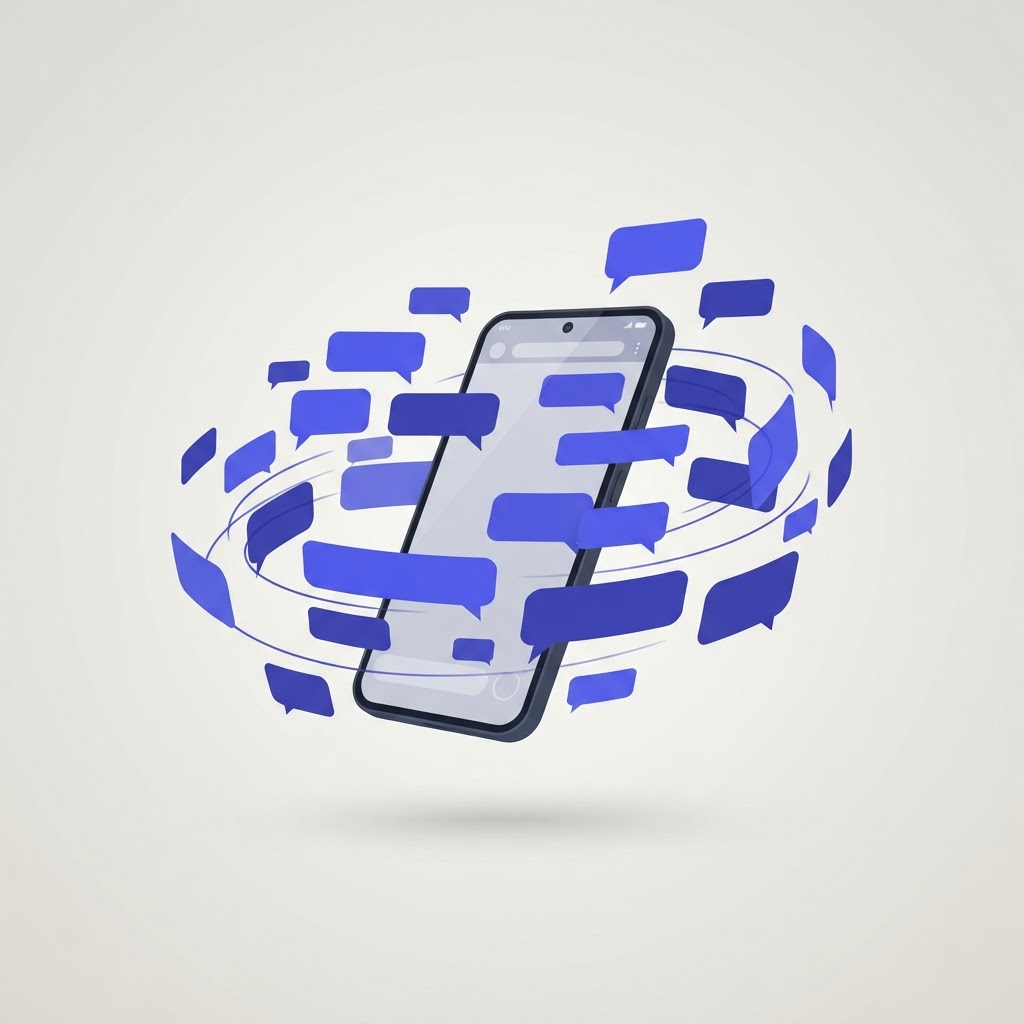 Chat message bubbles representing instant WhatsApp replies