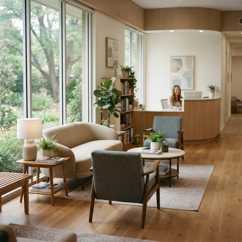 A modern, calm dental office interior